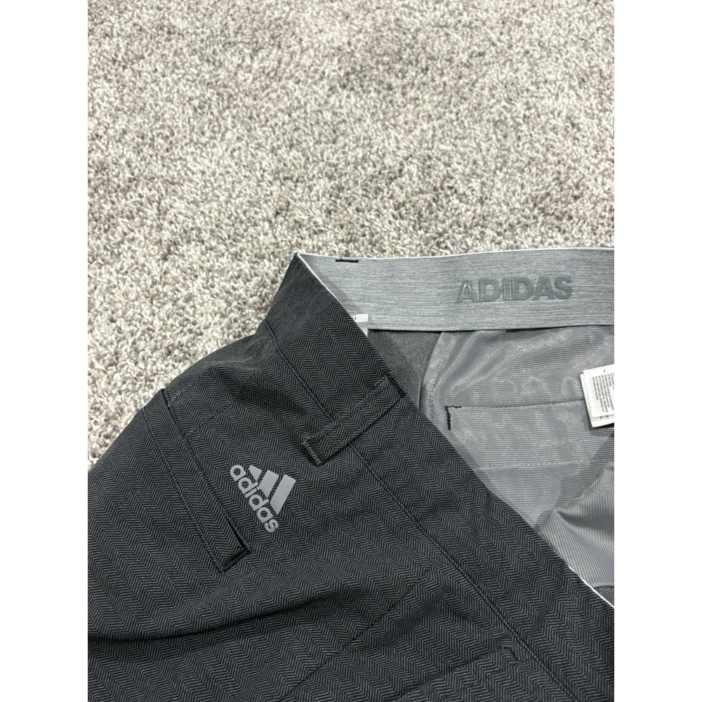 Adidas Mens Gray Herringbone Golf Shorts Size 36 Performance Stretch Waistband